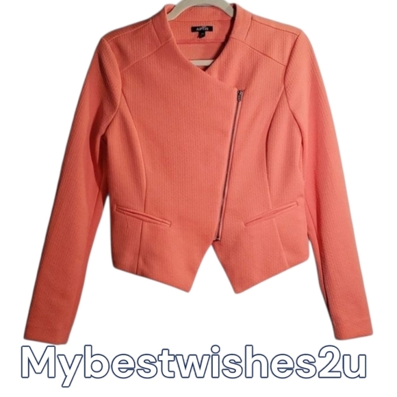 Apt. 9 Blazer Women's Size Xs x-small Coral asymmetrical zipper 100% polyester - Picture 1 of 11